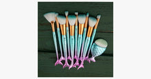 Load image into Gallery viewer, Blue Mermaid Brush Set with FREE Contour Brush - FREE SHIP DEALS