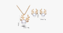 Load image into Gallery viewer, Crystal Antler Pearl Earrings &amp; Necklace Set - FREE SHIP DEALS