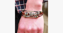 Load image into Gallery viewer, Tibetan Dragon Silver Unisex Leather Bracelet