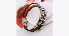 Load image into Gallery viewer, Tibetan Dragon Silver Unisex Leather Bracelet