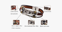 Load image into Gallery viewer, Tibetan Dragon Silver Unisex Leather Bracelet
