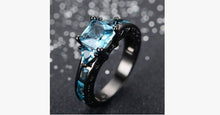 Load image into Gallery viewer, Aquamarine Gemstone Ring - 10kt Black Gold Plated - FREE SHIP DEALS