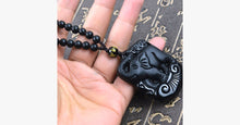 Load image into Gallery viewer, Natural Obsidian Elephant Necklace - FREE SHIP DEALS