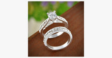 Load image into Gallery viewer, Charm Silver Crystal Couples Rings - FREE SHIP DEALS