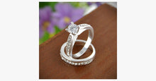 Load image into Gallery viewer, Charm Silver Crystal Couples Rings - FREE SHIP DEALS