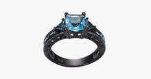 Load image into Gallery viewer, Aquamarine Gemstone Ring - 10kt Black Gold Plated - FREE SHIP DEALS