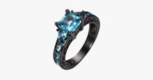 Load image into Gallery viewer, Aquamarine Gemstone Ring - 10kt Black Gold Plated - FREE SHIP DEALS
