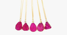 Load image into Gallery viewer, Rose Red Druzy Stone Necklace