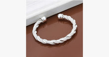 Load image into Gallery viewer, Silver Braided Cuff Bangle