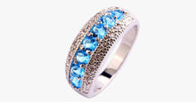 Load image into Gallery viewer, Round Cut Sapphire Aquamarine Ring