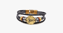 Load image into Gallery viewer, Zodiac Signs Black Gallstone Leather Bracelet - FREE SHIP DEALS