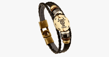 Load image into Gallery viewer, Zodiac Signs Black Gallstone Leather Bracelet - FREE SHIP DEALS