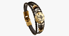 Load image into Gallery viewer, Zodiac Signs Black Gallstone Leather Bracelet - FREE SHIP DEALS