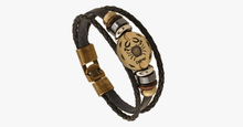Load image into Gallery viewer, Zodiac Signs Black Gallstone Leather Bracelet - FREE SHIP DEALS