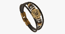 Load image into Gallery viewer, Zodiac Signs Black Gallstone Leather Bracelet - FREE SHIP DEALS