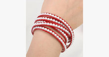 Load image into Gallery viewer, White Pearl on Red Leather - FREE SHIP DEALS