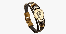 Load image into Gallery viewer, Zodiac Signs Black Gallstone Leather Bracelet - FREE SHIP DEALS