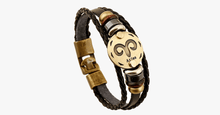 Load image into Gallery viewer, Zodiac Signs Black Gallstone Leather Bracelet - FREE SHIP DEALS