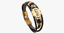 Load image into Gallery viewer, Zodiac Signs Black Gallstone Leather Bracelet - FREE SHIP DEALS