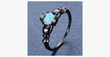 Load image into Gallery viewer, Elegant Rainbow Opal Heart Black Gold Filled Solitaire Ring - FREE SHIP DEALS