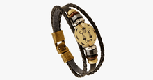 Load image into Gallery viewer, Zodiac Signs Black Gallstone Leather Bracelet - FREE SHIP DEALS