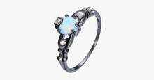 Load image into Gallery viewer, Elegant Rainbow Opal Heart Black Gold Filled Solitaire Ring - FREE SHIP DEALS