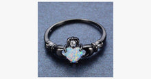 Load image into Gallery viewer, Elegant Rainbow Opal Heart Black Gold Filled Solitaire Ring - FREE SHIP DEALS