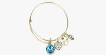 Load image into Gallery viewer, March Birthstone Charm Bangle