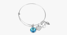 Load image into Gallery viewer, March Birthstone Charm Bangle