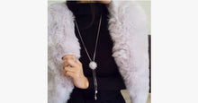 Load image into Gallery viewer, White Crystal Sunflower Tassel Long Necklace - FREE SHIP DEALS