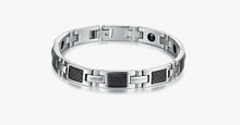 Load image into Gallery viewer, Silver on Black Stainless Steel Men's Bracelet - FREE SHIP DEALS
