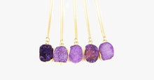 Load image into Gallery viewer, Purple Druzy Stone Necklace - FREE SHIP DEALS