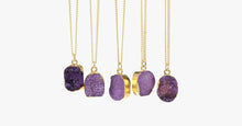 Load image into Gallery viewer, Purple Druzy Stone Necklace - FREE SHIP DEALS