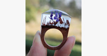 Load image into Gallery viewer, Purple Flower Wood Ring - FREE SHIP DEALS