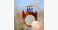 Load image into Gallery viewer, Purple Flower Wood Ring - FREE SHIP DEALS