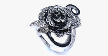Load image into Gallery viewer, Black Rose Silver Plated Crystal Ring - FREE SHIP DEALS