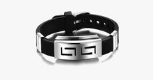 Load image into Gallery viewer, Men's Stainless Steel and Black Rubber Bracelet