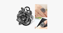 Load image into Gallery viewer, Black Rose Silver Plated Crystal Ring - FREE SHIP DEALS