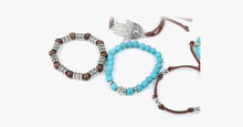 Load image into Gallery viewer, Hamsa Four Rope Turquoise Bracelet - FREE SHIP DEALS