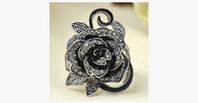 Load image into Gallery viewer, Black Rose Silver Plated Crystal Ring - FREE SHIP DEALS