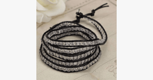 Load image into Gallery viewer, Black on Clear Crystal Wrap Bracelet - FREE SHIP DEALS