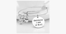 Load image into Gallery viewer, Because I am a Girl Charm Bangle - FREE SHIP DEALS