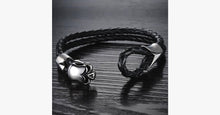 Load image into Gallery viewer, Dirty Skull Black Leather Men's Bracelet - FREE SHIP DEALS