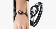 Load image into Gallery viewer, Dirty Skull Black Leather Men's Bracelet - FREE SHIP DEALS