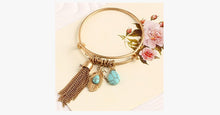 Load image into Gallery viewer, Vintage Turquoise Tassel Bangle 14K Gold Plated - FREE SHIP DEALS