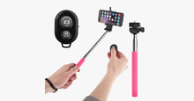 Load image into Gallery viewer, Selfie Stick With Remote Bluetooth Shutter Button - Assorted Colors