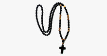 Load image into Gallery viewer, Black Cross Stone Wood Bead Necklace - FREE SHIP DEALS