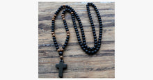 Load image into Gallery viewer, Black Cross Stone Wood Bead Necklace - FREE SHIP DEALS
