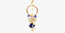 Load image into Gallery viewer, Rhinestone Cat Keychain in 18K Gold Plating