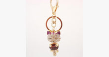 Load image into Gallery viewer, Rhinestone Cat Keychain in 18K Gold Plating